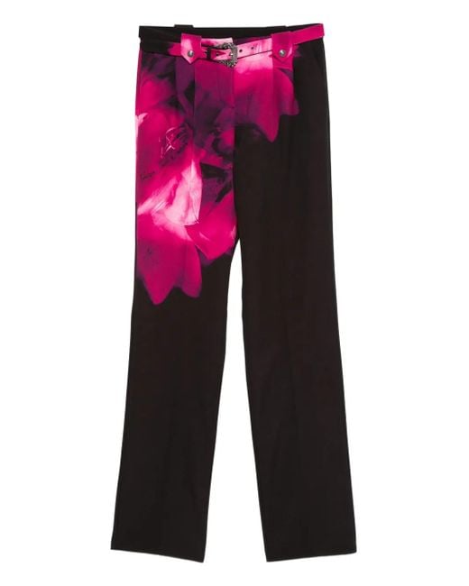 Versace Jeans Couture フローラル ベルテッド パンツ Red