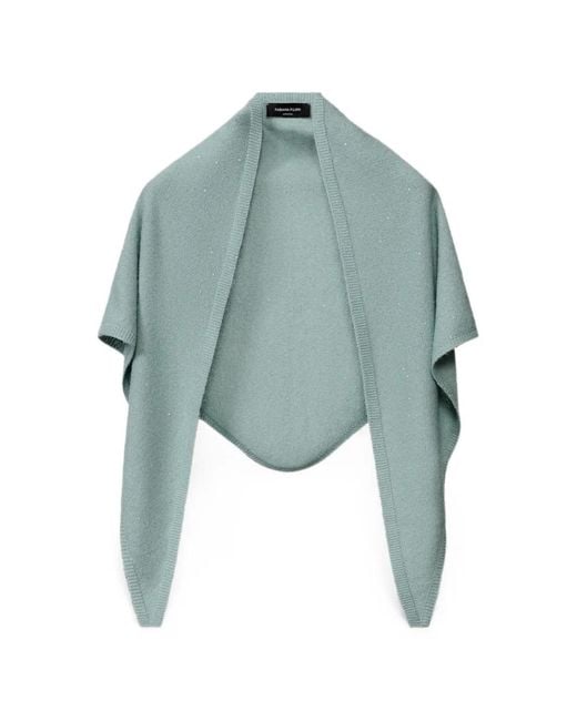 Fabiana Filippi Blue Sequin-Embellished Knitted Scarf