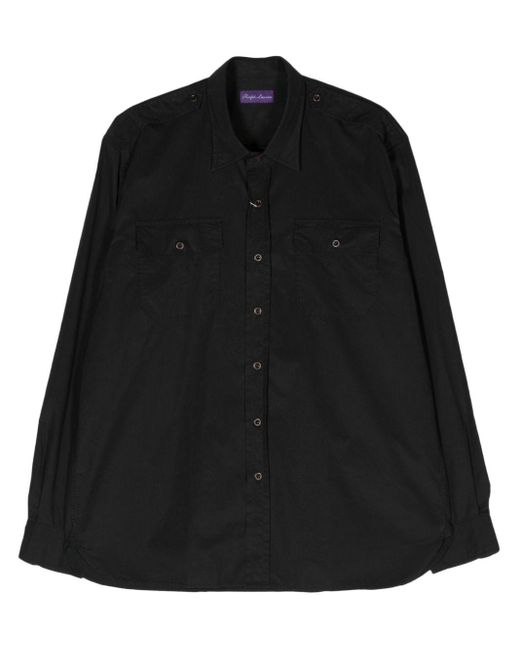 Ralph Lauren Purple Label Black Classic-collar Cotton Shirt for men