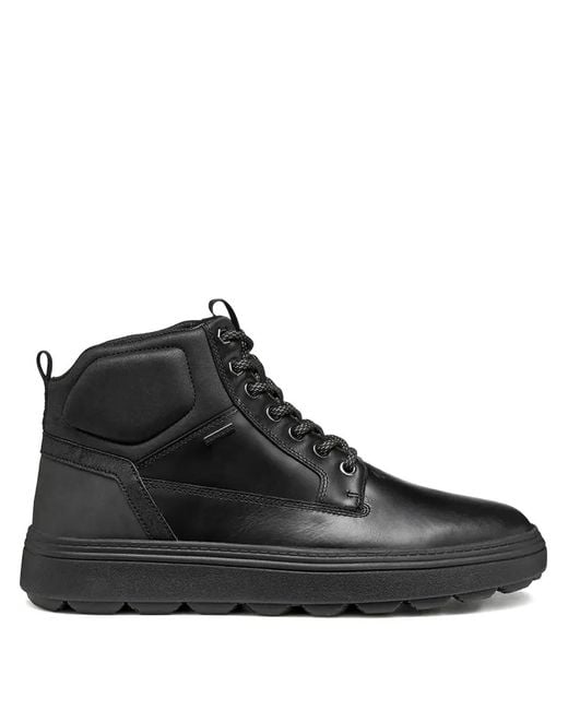 Geox Black Logo-Plaque Leather Boots for men