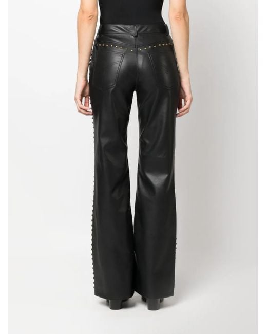 Moschino Black Stud-Detail Mid-Rise Trousers