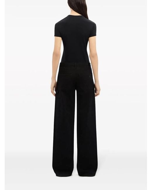 Courreges Black Contrast Frame Cotton T-Shirt