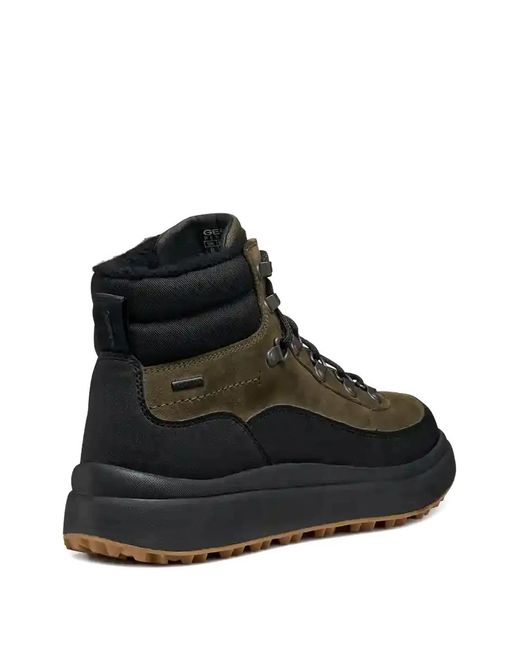 Geox Black Granito + Grip Abx Lace-Up Panelled Hiking Boots for men