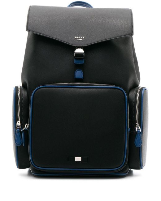 Bally Foldover-top Leather Backpack in Black for Men | Lyst