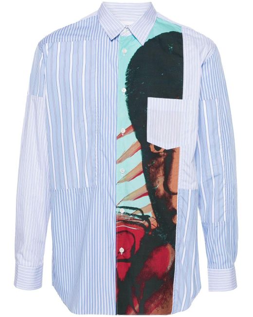 Comme des Garçons Blue Mixed-prints Panelled Shirt for men