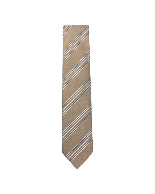 Brioni White Striped Silk Tie for men
