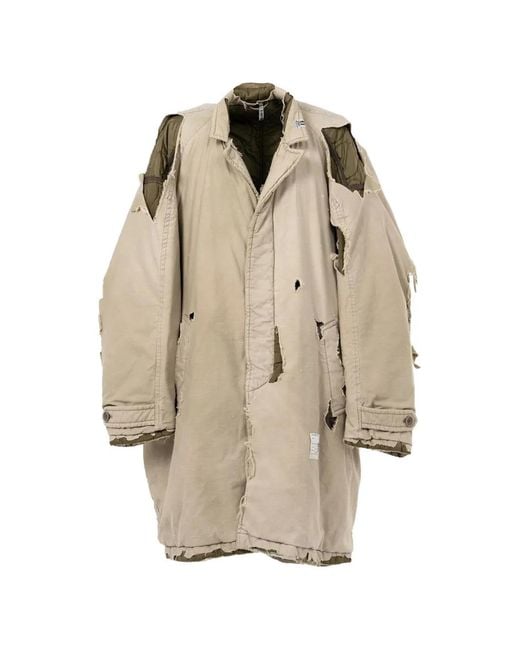 Maison Mihara Yasuhiro Natural Distressed Balmacaan Coat for men