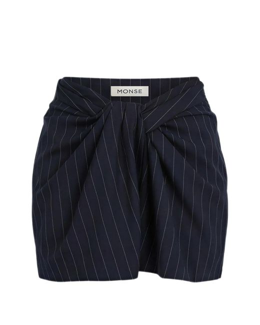 Monse Blue Pinstripe-Pattern Twisted Shorts