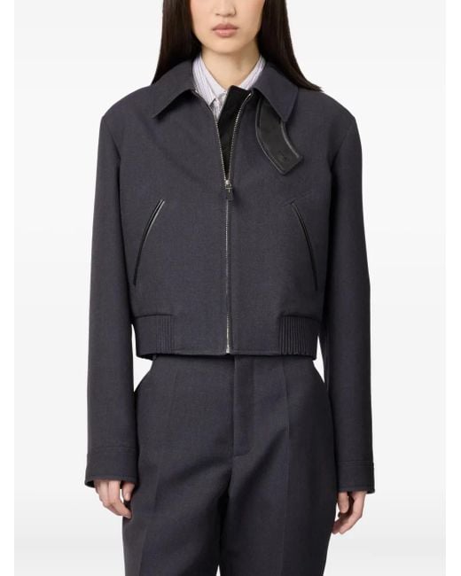 Tod's Blue Leather-Trimmed Bomber Jacket