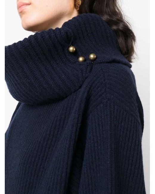 Stella McCartney Blue Roll-Neck Rib-Knit Jumper