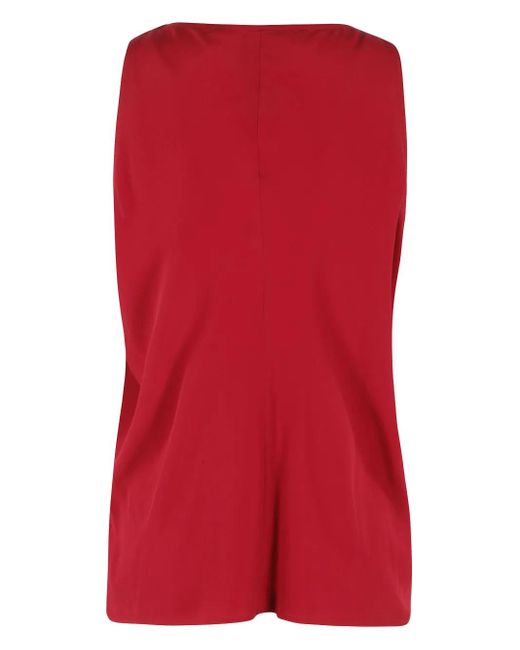 FEDERICA TOSI Red V-Neck Sleeveless Top