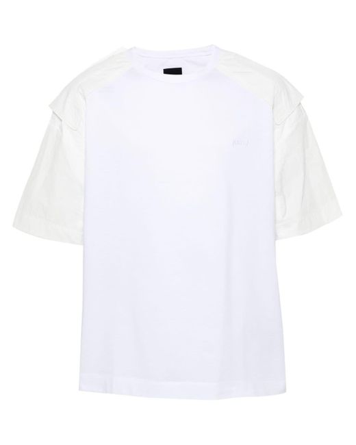 Juun.J White Embroidered-logo Panelled T-shirt for men