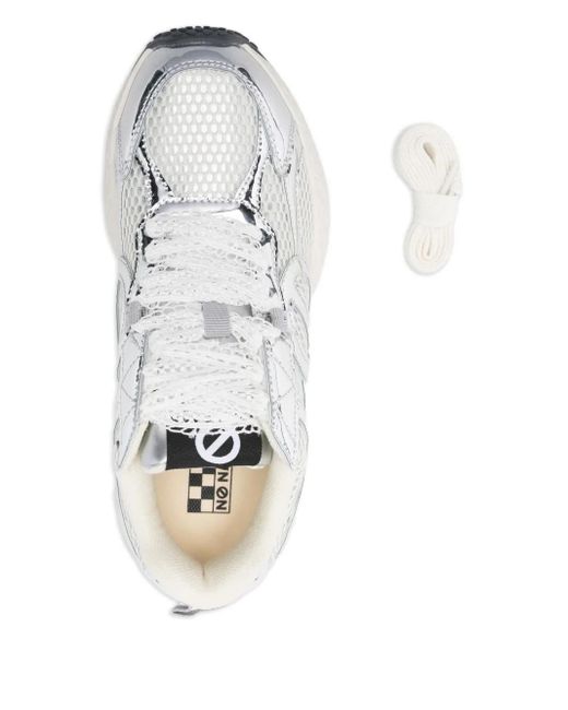 No Name White Metallic-Finish Sneakers