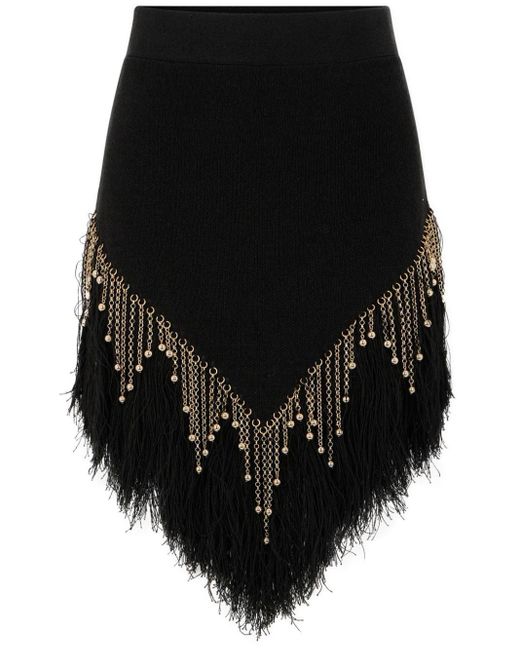 Rabanne Black Bead-embellished Linen Skirt