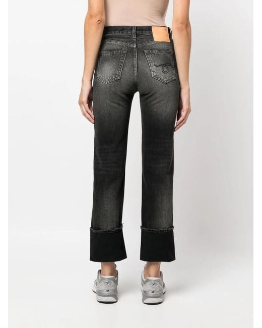 R13 Gray Ausgeblichene Straight-Leg-Jeans