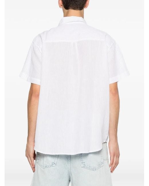 Obey White Pinstripe Short-Sleeve Shirt for men