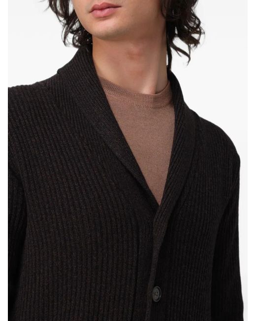 Brooksfield Black Button-Down Shawl-Collar Cardigan for men