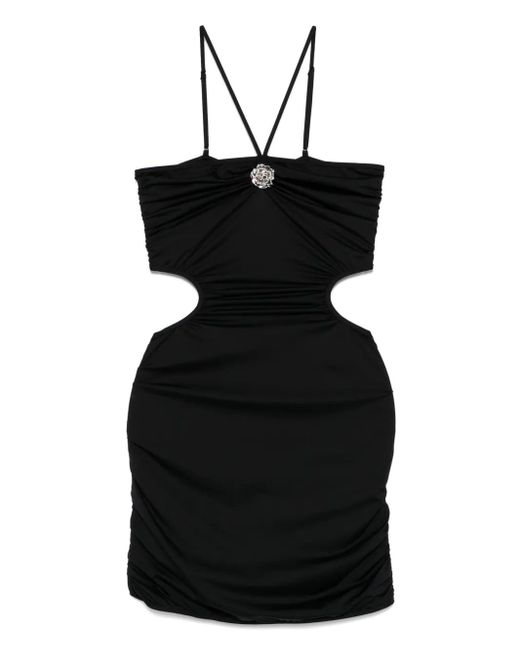 Blumarine Black Floral-Appliqué Beach Dress