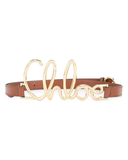 Chloé Brown Front Logo Embellished Belt