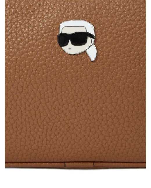 Karl Lagerfeld Brown Embellishment-Logo Cross Body Bag
