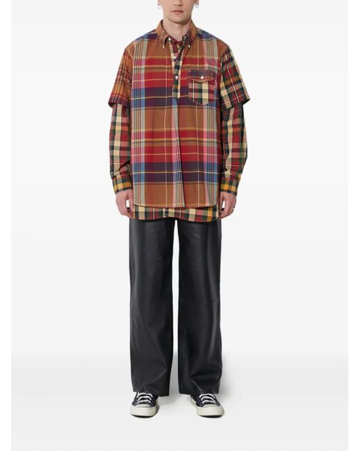 Engineered Garments Red Plaid Pocket Shirt for men