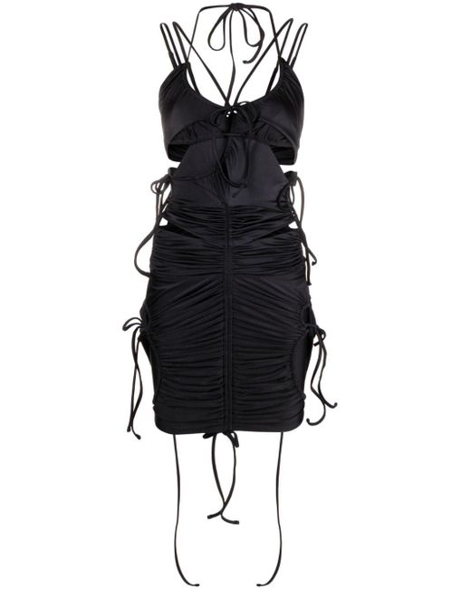 Balenciaga Black Bikini-detail Ruched Minidress