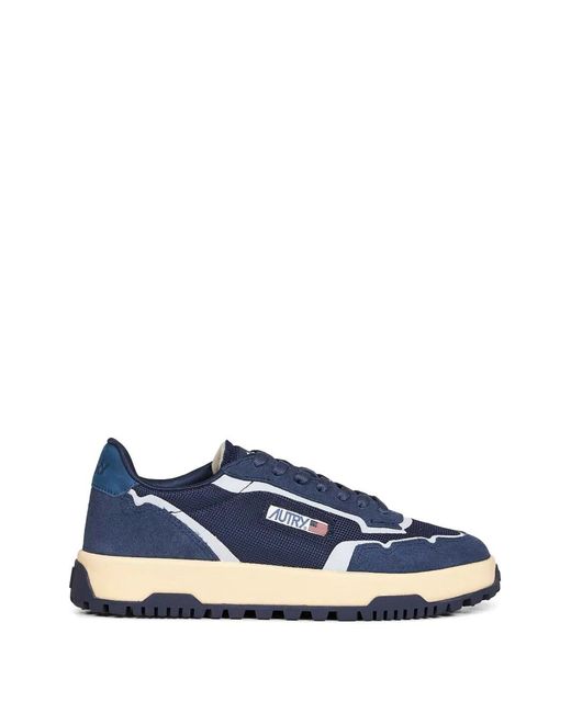 Autry Blue Wildpace Perforated Suede Sneakers for men