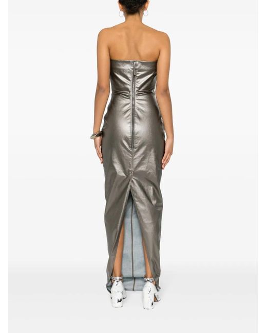 Rick Owens Metallic Lido Corset Coated Denim Gown