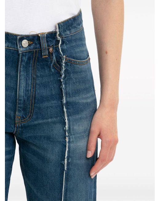 Victoria Beckham Blue Asymmetric Straight-leg Jeans