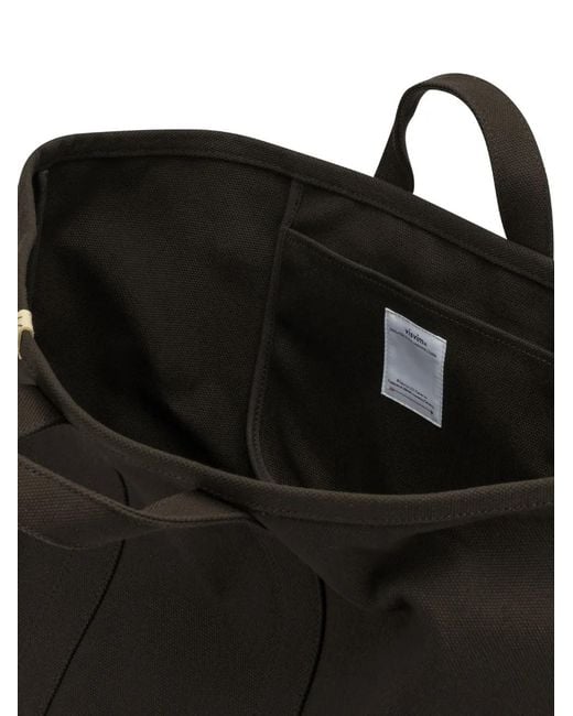 Visvim Black Large Rime Logo-Detail Cotton Tote Bag for men