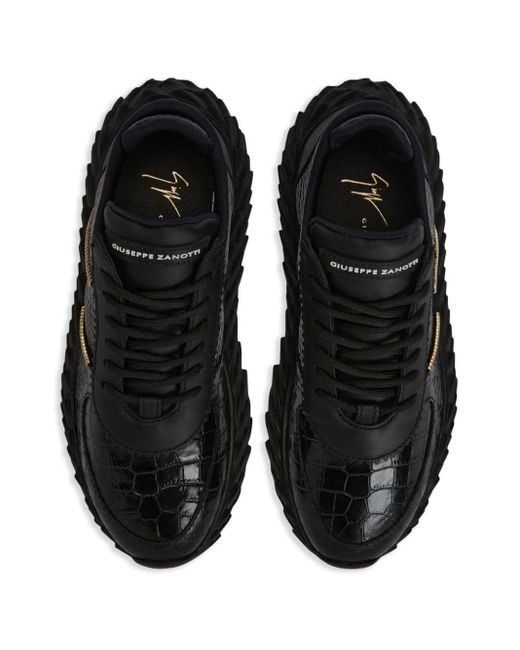 Giuseppe Zanotti Urchin Sneakers Met Krokodillen-reliëf in het Black