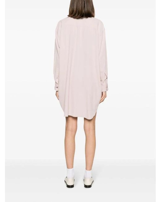 AMI Pink Crepe-Texture Thigh-Lenght Shirt Dress
