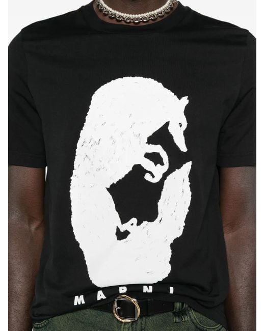 Marni T-Shirt mit Fuchs-Print in Black für Herren
