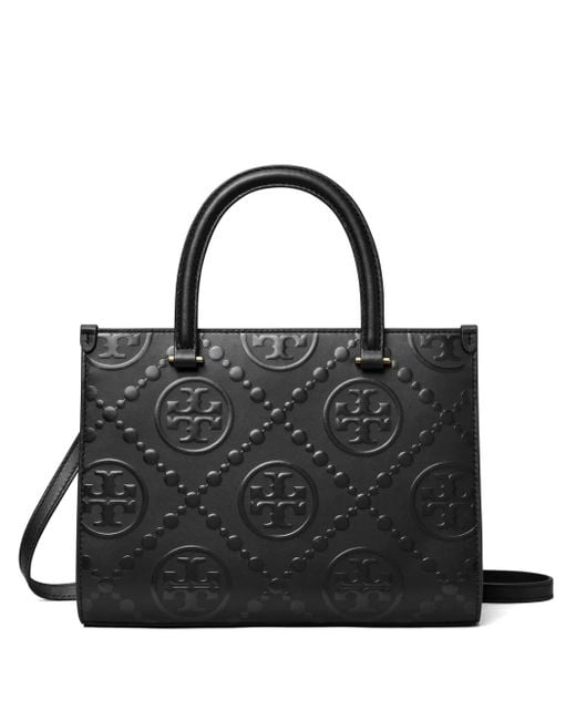 Borsa Tote T Monogram Square di Tory Burch in Black