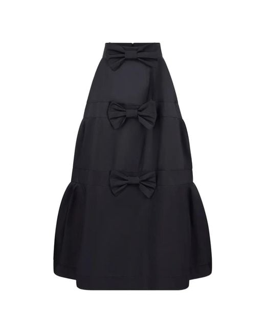Nina Ricci Blue Bow-Embellished Tiered Maxi Skirt