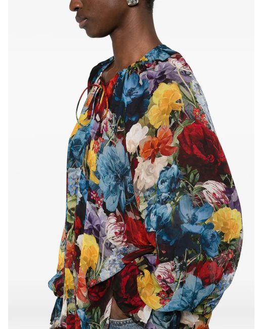 Alice + Olivia White Printed Blouse