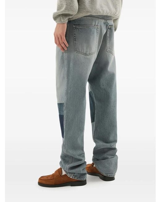 1989 STUDIO Blue Patchwork Regular Jeans for men
