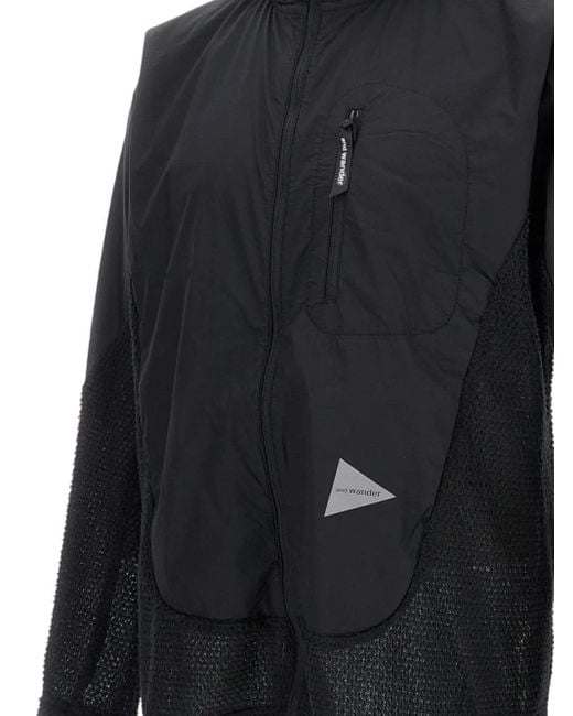 And Wander Blue Mesh-Panel Hooded Jacket for men