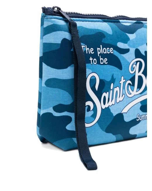 Mc2 Saint Barth Blue Aline Camouflage Zip Clutch Bag