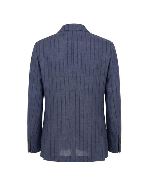 Drumohr Blue Pinstripe-Pattern Double-Breasted Blazer for men