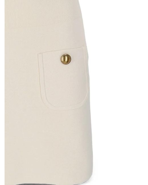 Elisabetta Franchi Natural Bow-Detail Ribbed-Knit Mini Dress