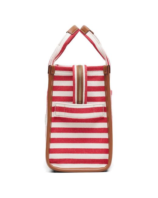 Marc Jacobs Red The Stripe Canvas Medium Tote Bag