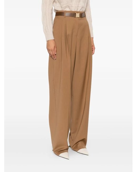 Max Mara Natural Pleated Belted Trousers