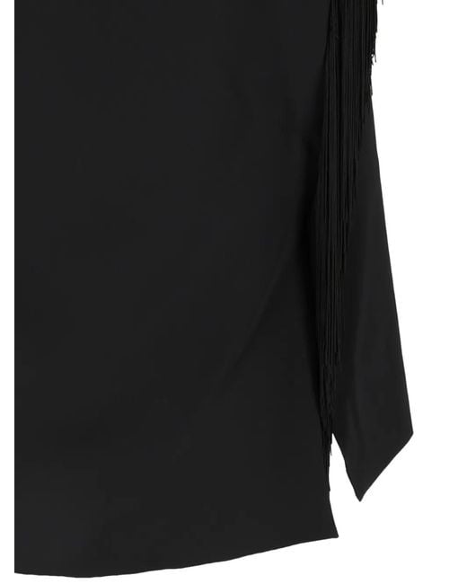Shirtaporter Black Fringe-Detail Waistcoat