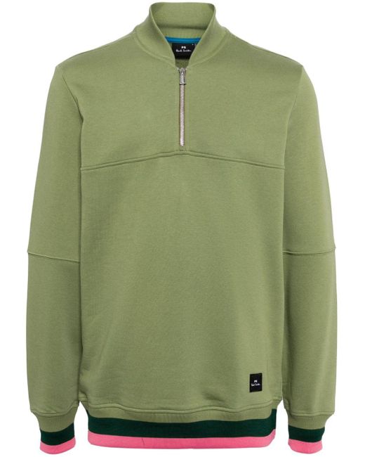 PS by Paul Smith Green Half-zip Organic-cotton Sweatshirt for men
