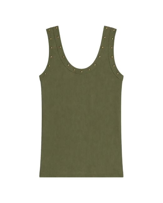 A PAPER KID Green Studded Tank Top