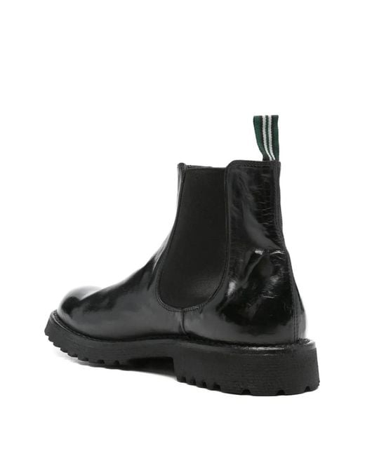 Green George Black Elasticated-Panelled Leather Boots for men