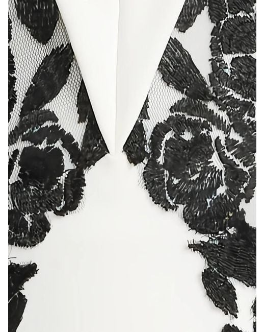 Tadashi Shoji White Floral-Lace Long-Sleeve Maxi Dress