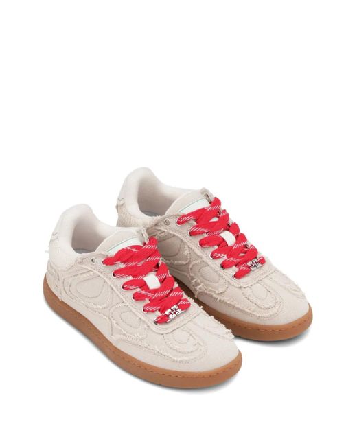 Ganni Pink Canvas Sneakers With Raw-Cut Edges