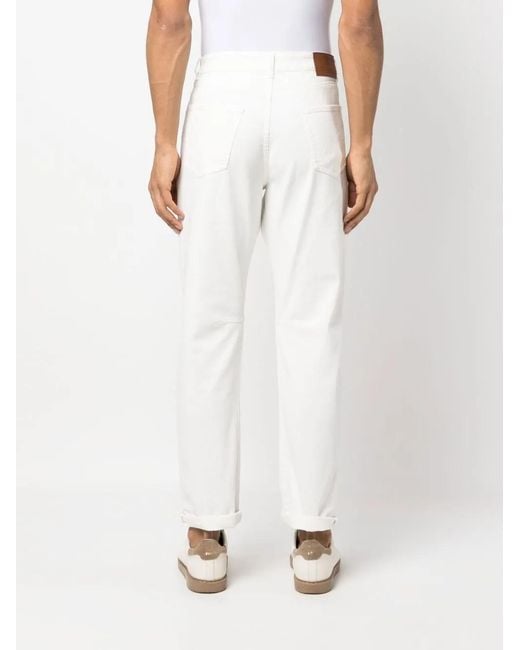 Vaqueros Rectos Con Logo Brunello Cucinelli de hombre de color White